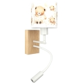 Brilagi - Lampada da parete LED flessibile per bambini BOBO WOOD 1xE27/25W/230V + LED/3W rovere/bianco/orsetti