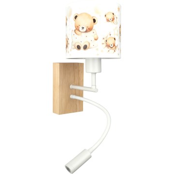 Brilagi - Lampada da parete LED flessibile per bambini BOBO WOOD 1xE27/25W/230V + LED/3W rovere/bianco/orsetti