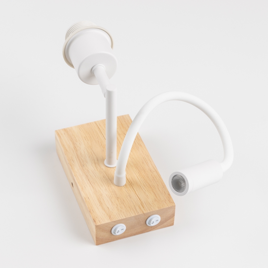 Brilagi - Lampada da parete flessibile a LED NUBILA WOOD 1xE27/25W/230V + LED/3W rovere/bianco/giallo