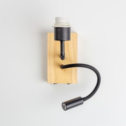 Brilagi - Lampada da parete flessibile a LED NUBILA WOOD 1xE27/25W/230V + LED/3W rovere/nero/giallo