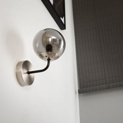 Brilagi - Lampada da parete MALIVA 1xE14/15W/230V cromo opaco/fumé