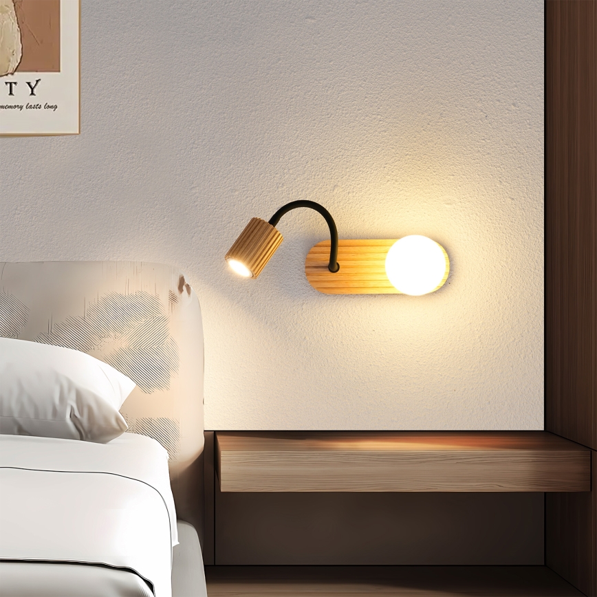Brilagi - Lampada da parete MODERN WOOD 1xG9/5W/230V + 1xGU10/8W in legno