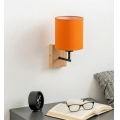 Brilagi - Lampada da parete NUBILA WOOD 1xE27/25W/230V quercia/nero/arancione