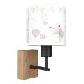 Brilagi - Lampada da parete per bambini BOBO WOOD 1xE27/25W/230V rovere/nero/crema/coniglietti