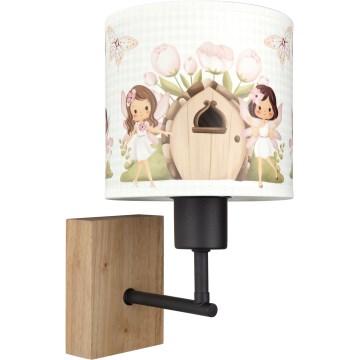 Brilagi - Lampada da parete per cameretta BOBO WOOD 1xE27/25W/230V rovere/nero/bianco/rosa/fate