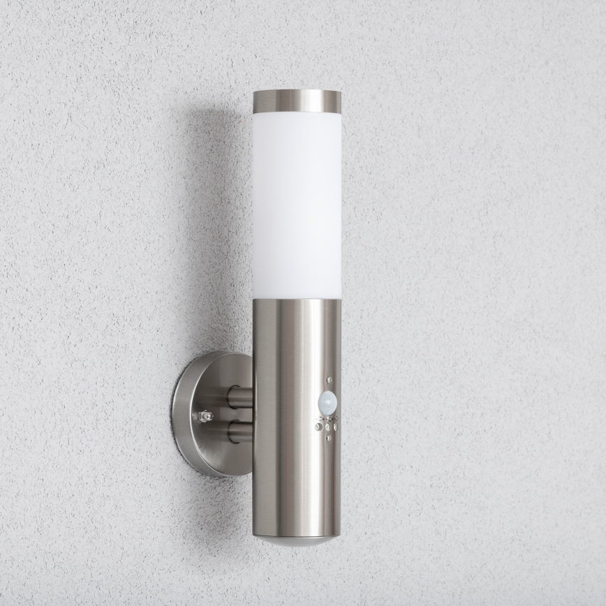 BRILAGI - Lampada da parete per esterni con sensore ELIA 1xE27/20W/230V IP44 cromo opaco