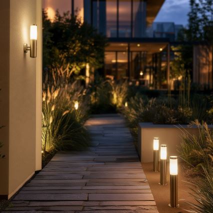 BRILAGI - Lampada da parete per esterni con sensore ELIA 1xE27/20W/230V IP44 cromo opaco