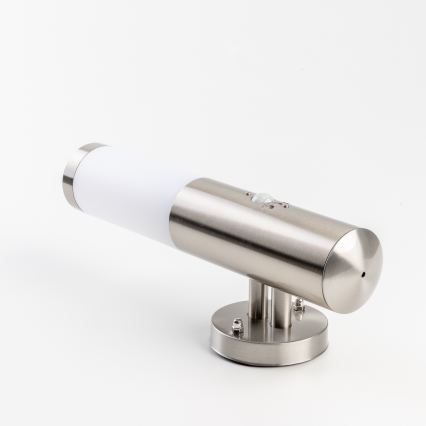BRILAGI - Lampada da parete per esterni con sensore ELIA 1xE27/20W/230V IP44 cromo opaco