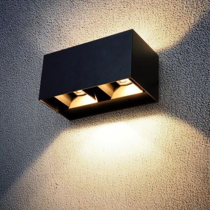 Brilagi - Lampada da parete per esterni DOUBLE CUBE LED, 12W/230V, nera, IP65