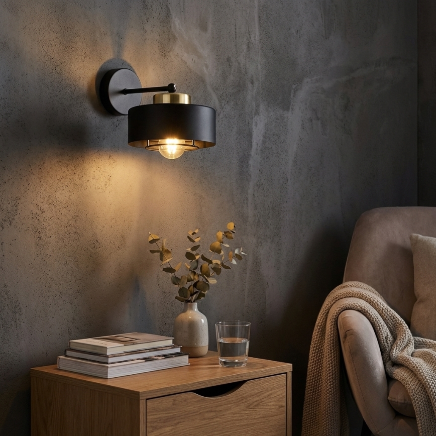 Brilagi - Lampada da parete SPRING 1xE27/60W/230V nera/oro