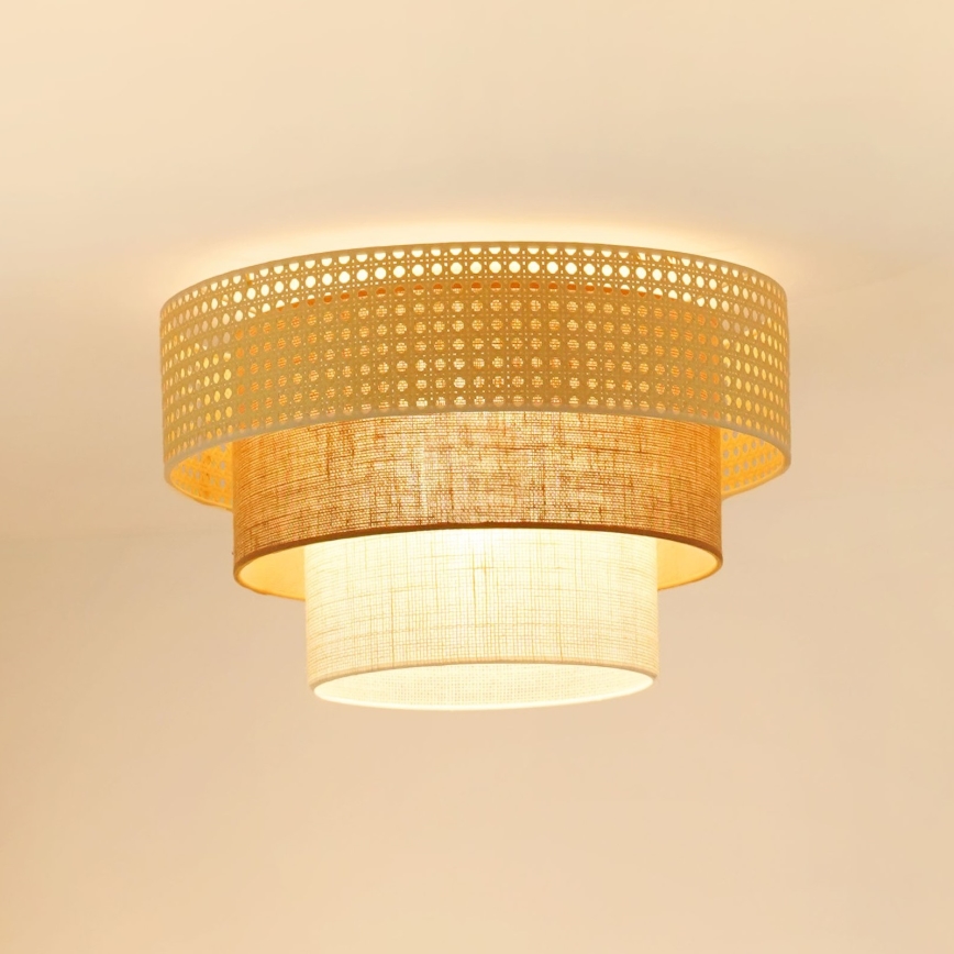 Brilagi - Lampada da soffitto CEDAR LUNETA 1xE27/15W/230V diam. 45 cm rattan/marrone/crema