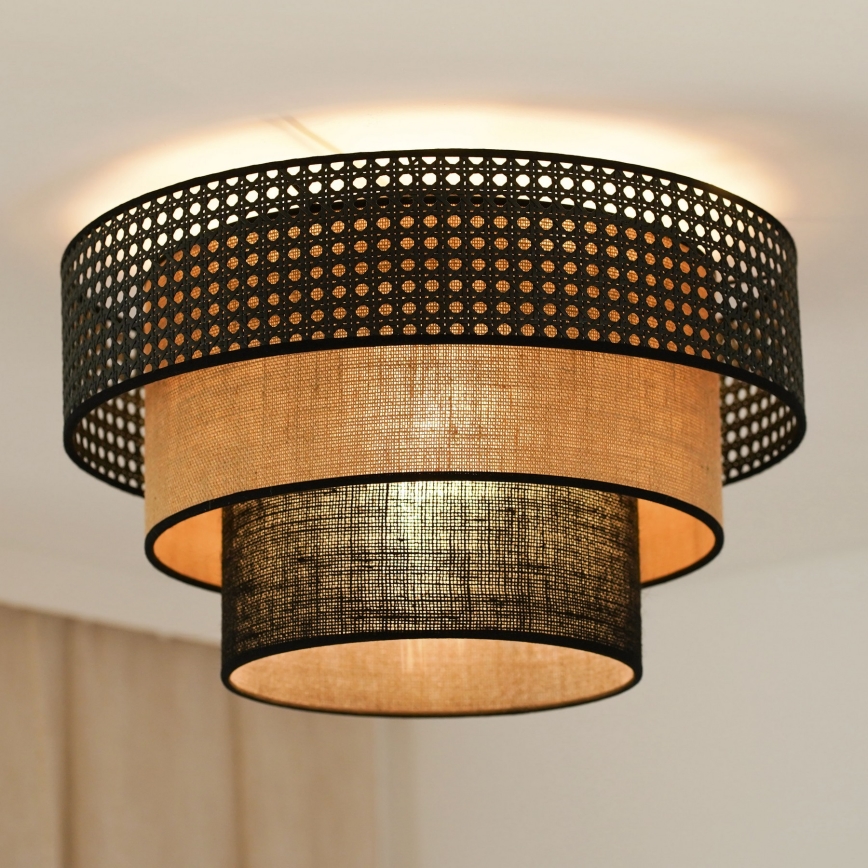 Brilagi - Lampada da soffitto DAKOTA LUNETA 1xE27/15W/230V diam. 45 cm nero/rattan