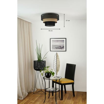 Brilagi - Lampada da soffitto DAKOTA LUNETA 1xE27/15W/230V diam. 45 cm nero/rattan
