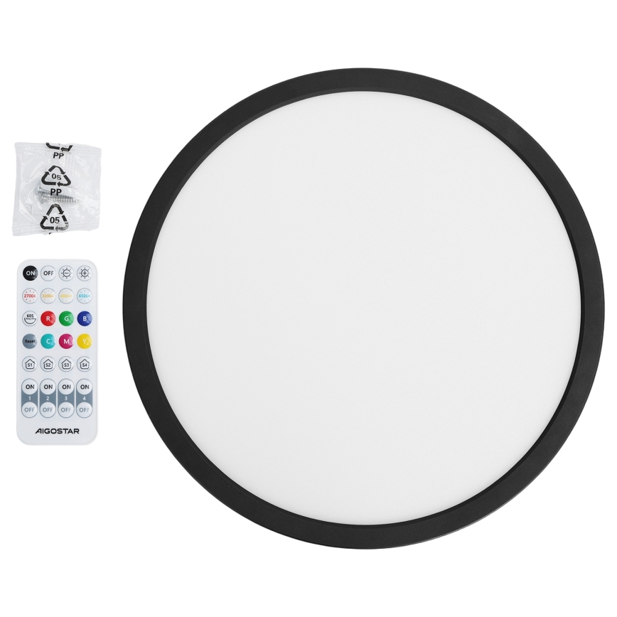 Brilagi - Plafoniera LED RGBW dimmerabile VIBE LED/24W/230V 3000-6500K Ø 29 cm nera + telecomando