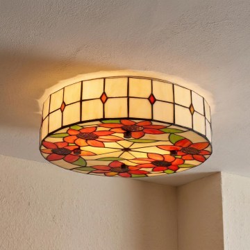 Brilagi - Lampada da soffitto in stile Tiffany SUNFLOWER, in vetro colorato, 3xE27/60W/230V, Ø 40 cm
