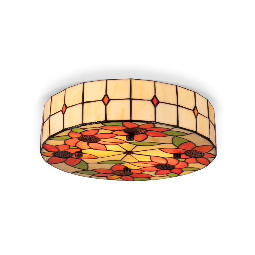 Brilagi - Lampada da soffitto in stile Tiffany SUNFLOWER, in vetro colorato, 3xE27/60W/230V, Ø 40 cm