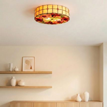 Brilagi - Lampada da soffitto in stile Tiffany SUNFLOWER, in vetro colorato, 3xE27/60W/230V, Ø 40 cm