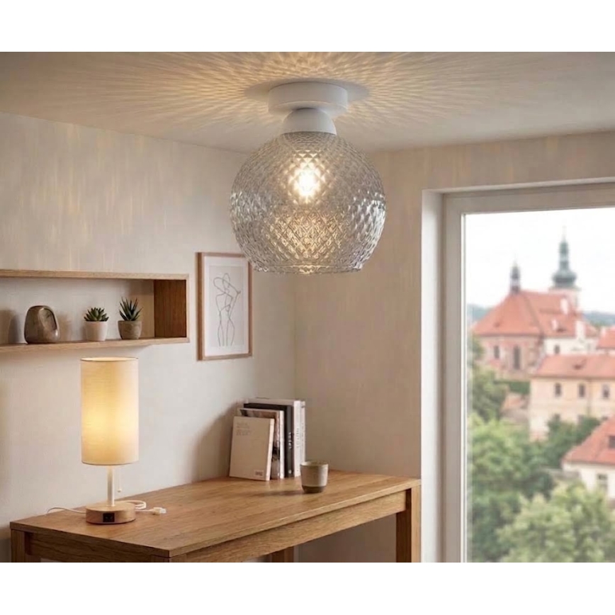 BRILAGI - plafoniera LED RETRO GLASS 1xE27/60W/230V Ø 25 cm bianco/grigio fumé