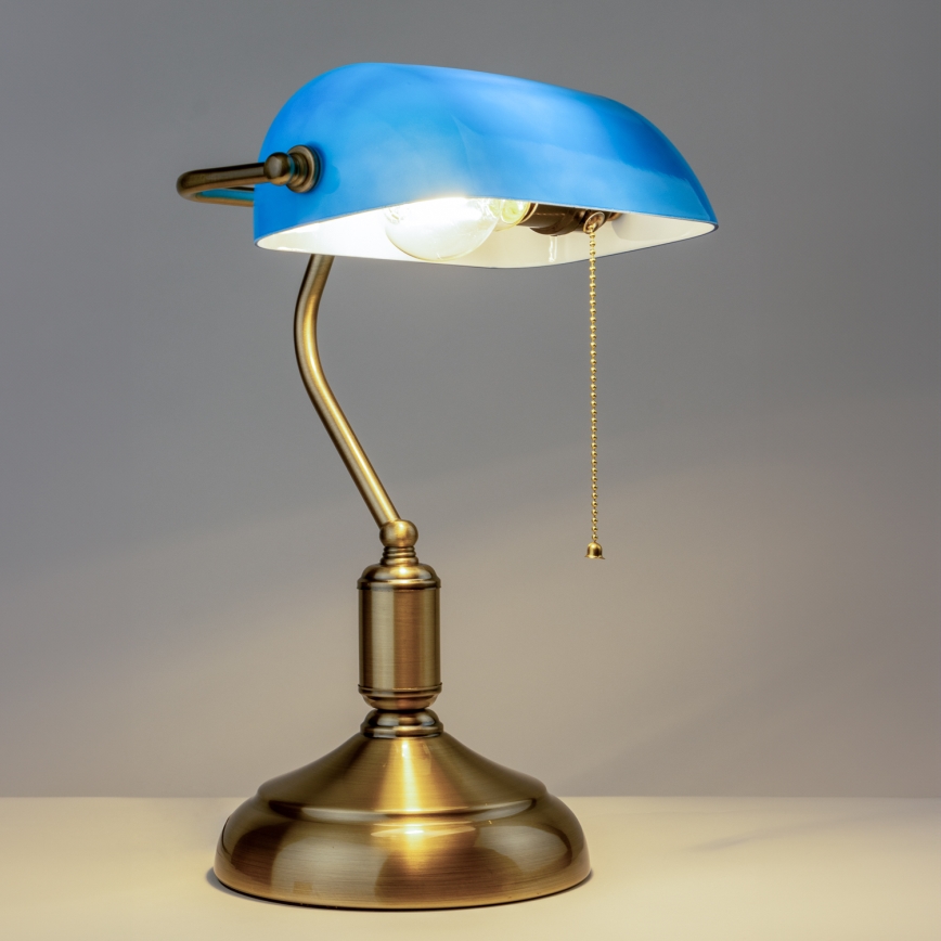 Brilagi - Lampada da tavolo BANK OFFICE 1xE27/60W/230V ottone/blu