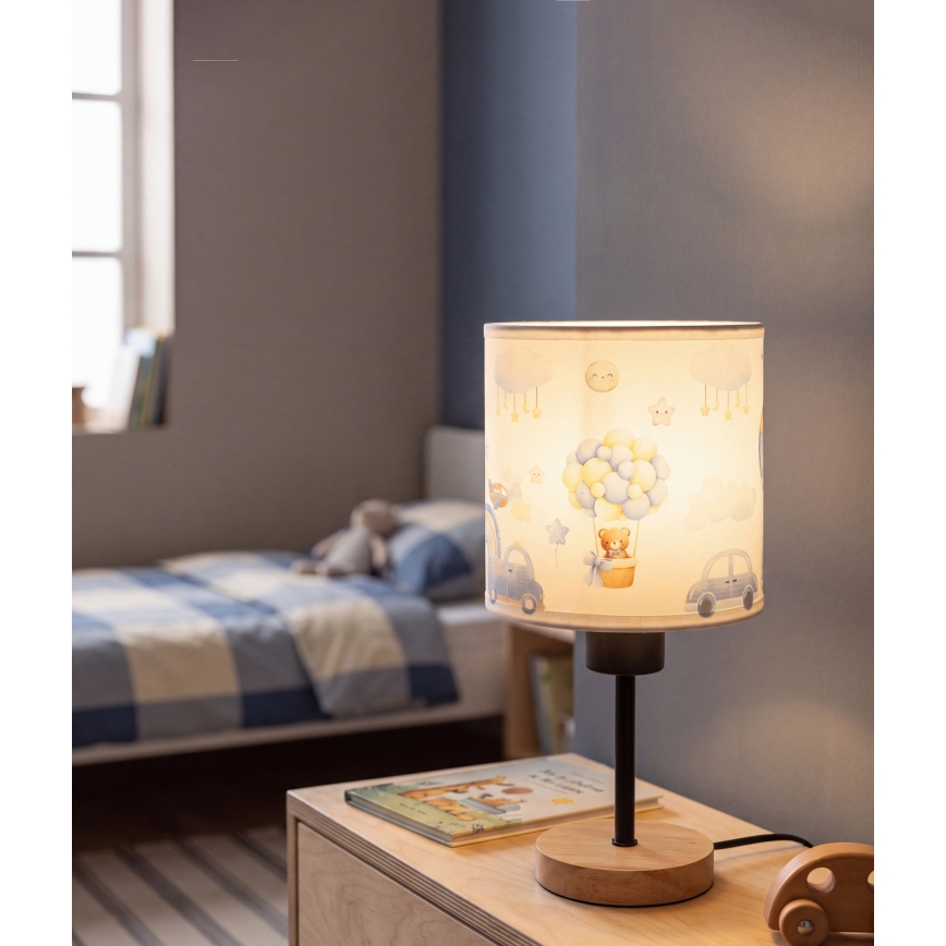 Brilagi - Lampada da tavolo per bambini BOBO WOOD 1xE27/25W/230V rovere/nera/bianca/blu/orsetti