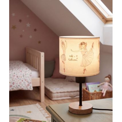 Brilagi - Lampada da tavolo per bambini BOBO WOOD 1xE27/25W/230V rovere/nero/bianco/rosa/ballerine