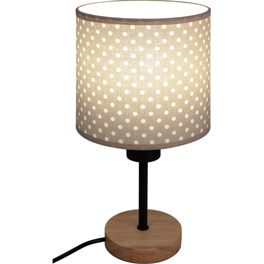 Brilagi - Lampada da tavolo per bambini BOBO WOOD 1xE27/25W/230V rovere/nero/beige/a pois