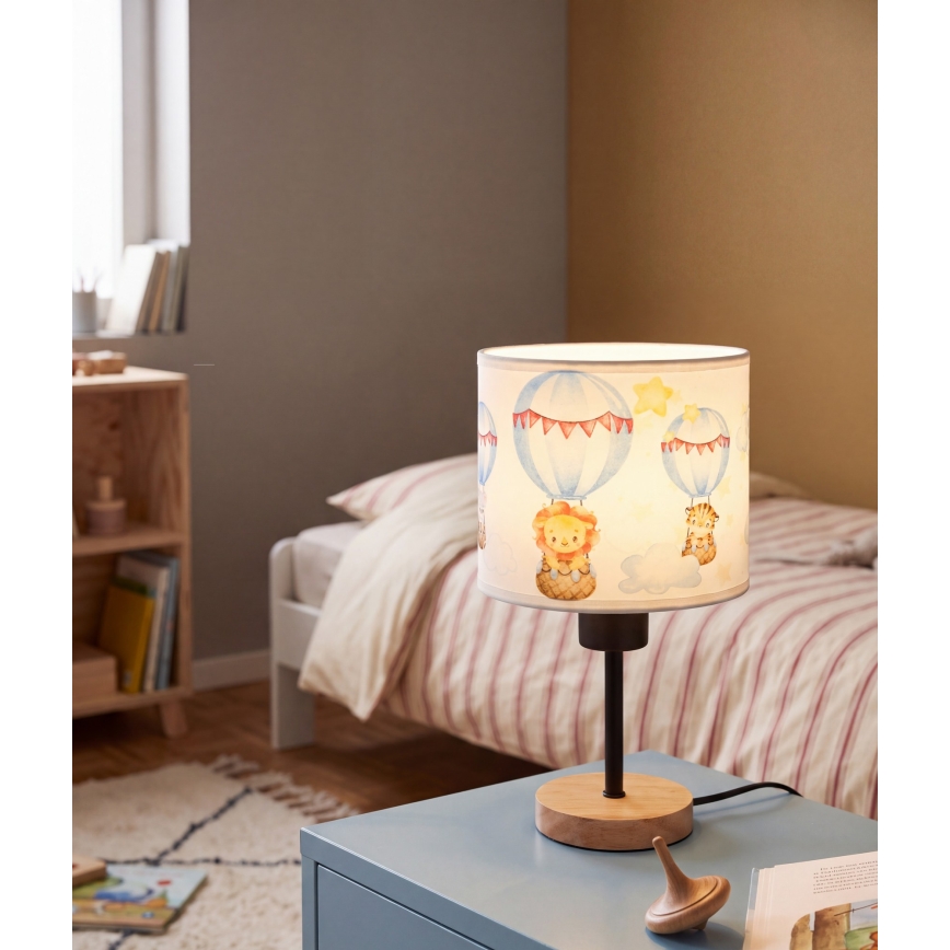 Brilagi - Lampada da tavolo per bambini BOBO WOOD 1xE27/25W/230V rovere/nero/bianco/motivo animale
