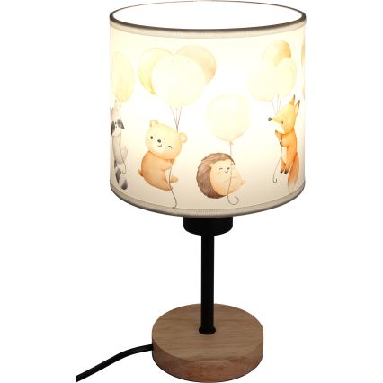 Brilagi - Lampada da tavolo per bambini BOBO WOOD 1xE27/25W/230V rovere/nero/bianco/animali