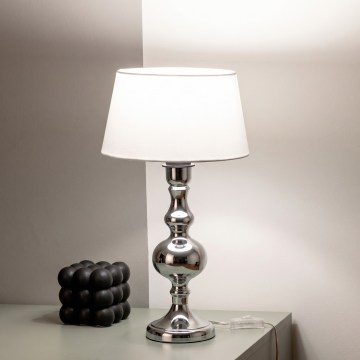 BRILAGI - Lampada da tavolo CERIA 1xE27/60W/230V Ø 25 cm cromo lucido/bianco
