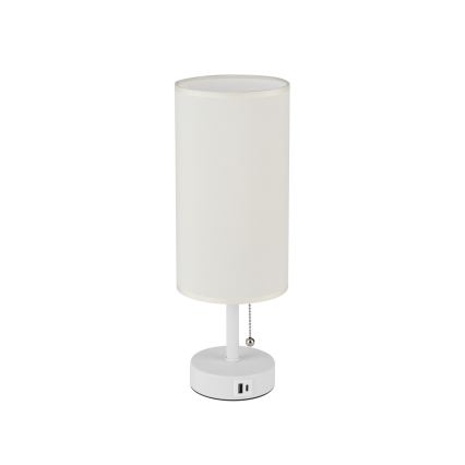 Brilagi - Lampada da tavolo con porta USB TABLON 1xE27/25W/230V bianca/crema