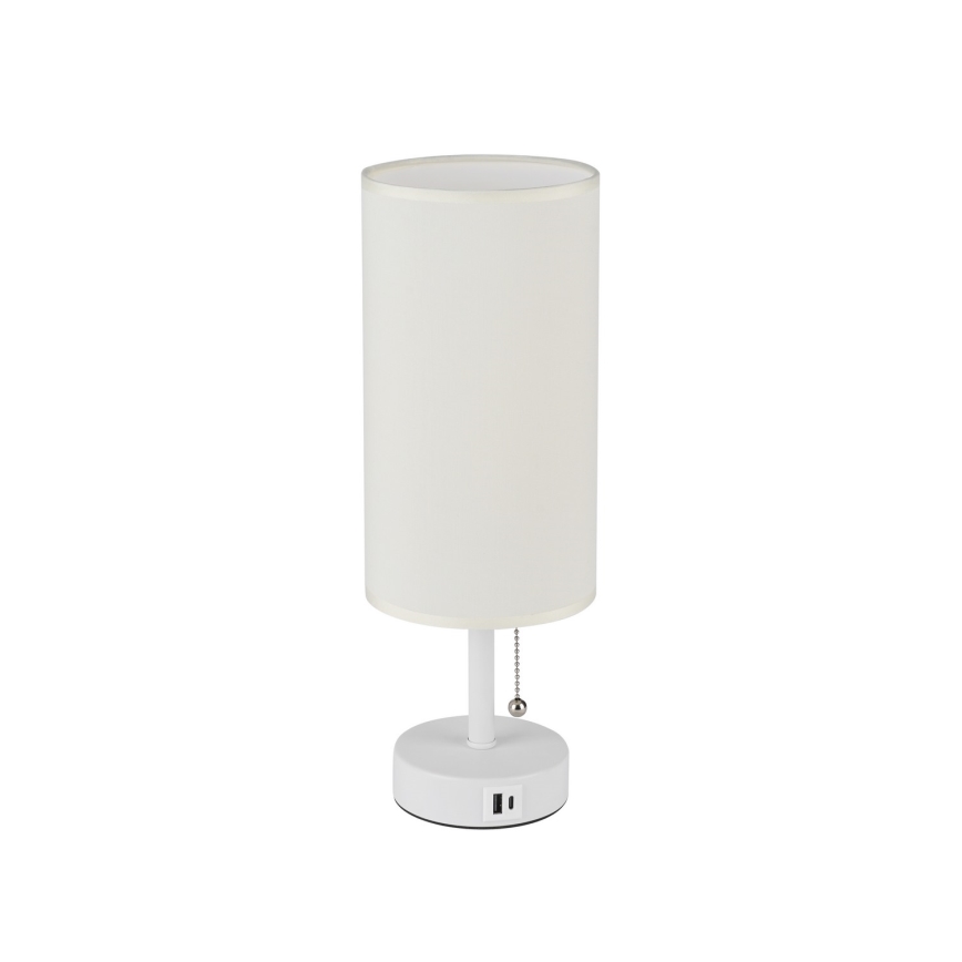 Brilagi - Lampada da tavolo con porta USB TABLON 1xE27/25W/230V bianca/crema