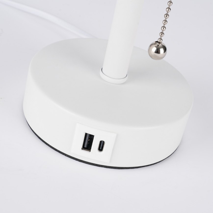 Brilagi - Lampada da tavolo con porta USB TABLON 1xE27/25W/230V bianca/crema
