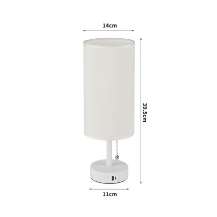 Brilagi - Lampada da tavolo con porta USB TABLON 1xE27/25W/230V bianca/crema