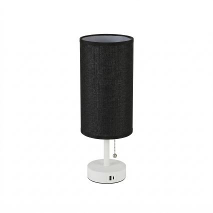 Brilagi - Lampada da tavolo con porta USB TABLON 1xE27/25W/230V bianco/nero