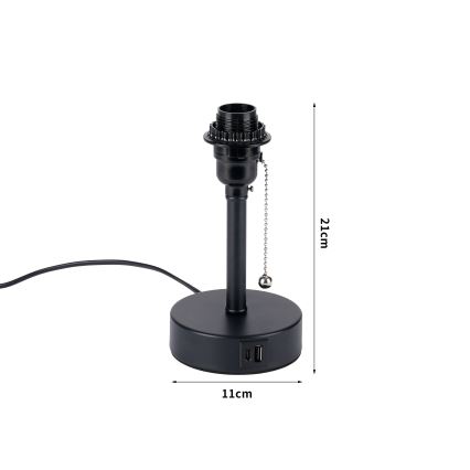 Brilagi - Lampada da tavolo con porta USB TABLON 1xE27/25W/230V nera