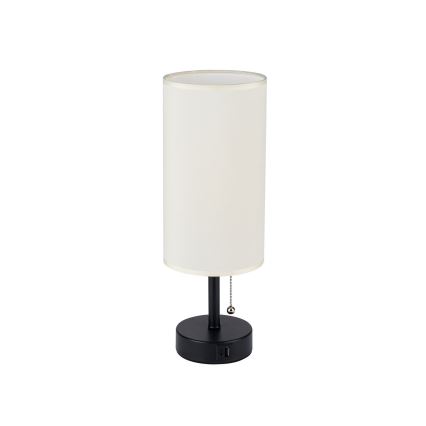 Brilagi - Lampada da tavolo con porta USB TABLON 1xE27/25W/230V nero/crema