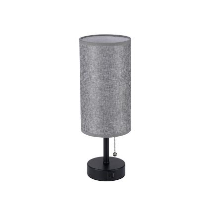Brilagi - Lampada da tavolo con porta USB TABLON 1xE27/25W/230V nero/grigio