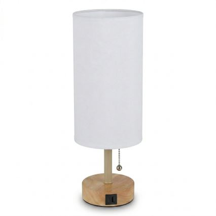 Brilagi - Lampada da tavolo con porta USB TABLON 1xE27/25W/230V rovere/beige/bianco