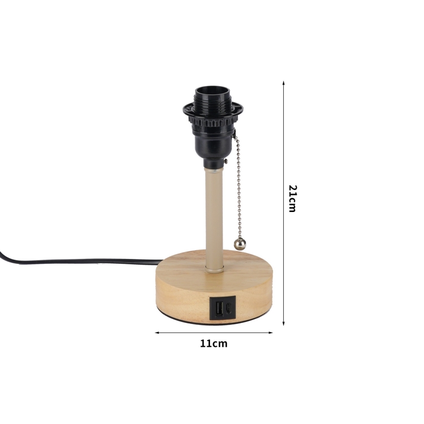 Brilagi - Lampada da tavolo con porta USB TABLON 1xE27/25W/230V rovere/beige