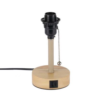 Brilagi - Lampada da tavolo con porta USB TABLON 1xE27/25W/230V rovere/beige/nero