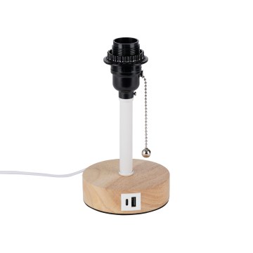 Brilagi - Lampada da tavolo con porta USB TABLON 1xE27/25W/230V rovere/bianco