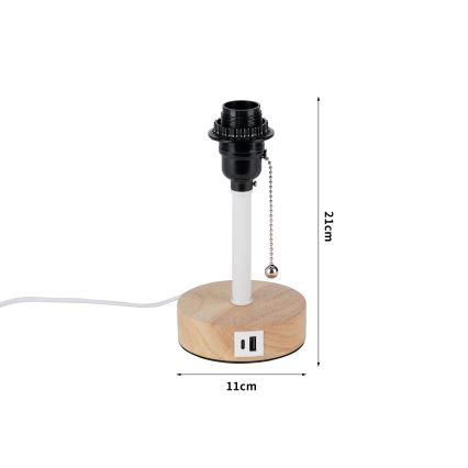 Brilagi - Lampada da tavolo con porta USB TABLON 1xE27/25W/230V rovere/bianco