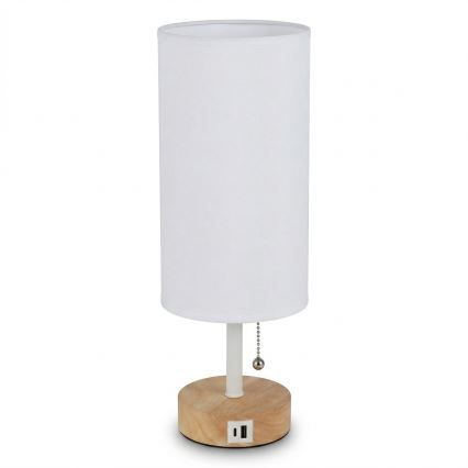 Brilagi - Lampada da tavolo con porta USB TABLON 1xE27/25W/230V rovere/bianco