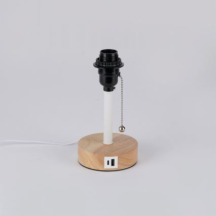 Brilagi - Lampada da tavolo con porta USB TABLON 1xE27/25W/230V rovere/bianco