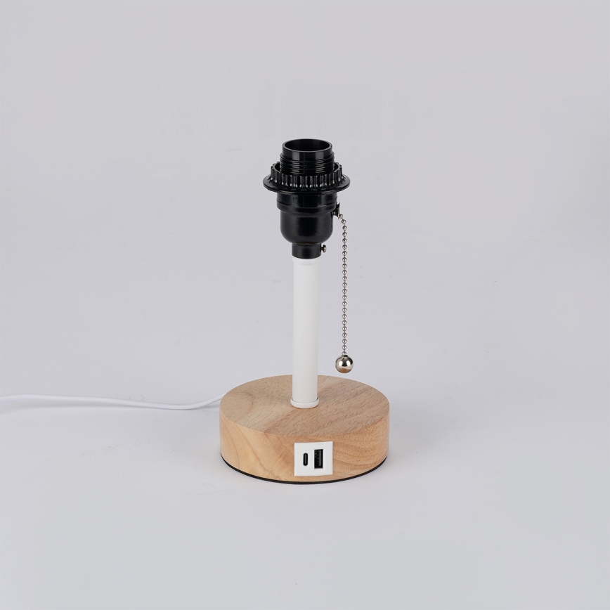 Brilagi - Lampada da tavolo con porta USB TABLON 1xE27/25W/230V rovere/bianco
