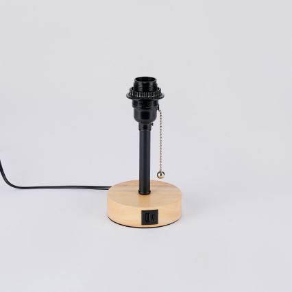 Brilagi - Lampada da tavolo con porta USB TABLON 1xE27/25W/230V rovere/nero