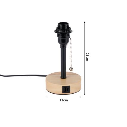 Brilagi - Lampada da tavolo con porta USB TABLON 1xE27/25W/230V rovere/nero