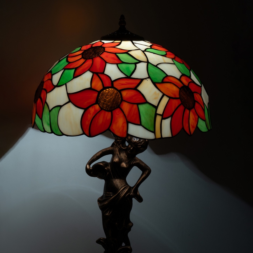 Brilagi - Lampada da tavolo in vetro stile Tiffany SUNFLOWER 1xE27/60W/230V