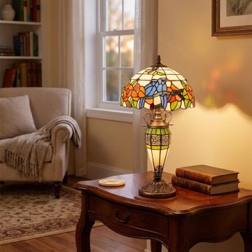 Brilagi - Lampada da tavolo in vetro Tiffany JUNGLE 1xE27/60W/230V + 1xE14/40W