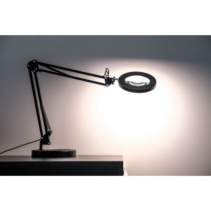 Brilagi - Lampada da tavolo LED dimmerabile con una lente d'ingrandimento LENS LED/12W/5V 3000/4200/6000K nero